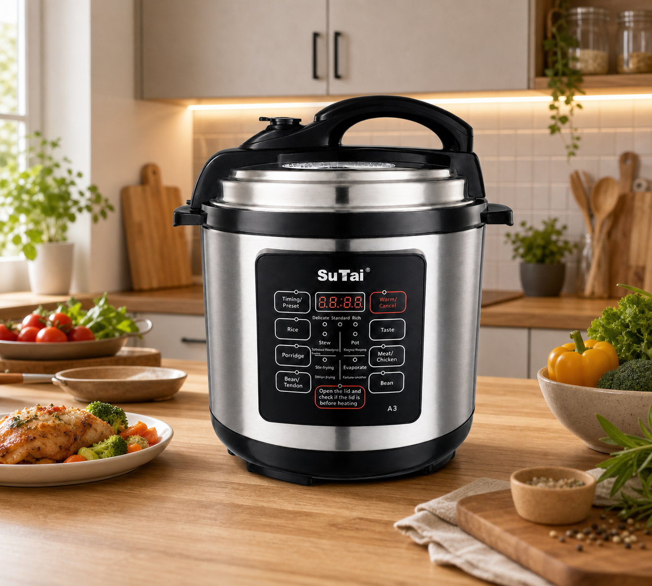 Multicooker 7 Litri, 9 programe, Oala electrica cu gatire sub presiune
