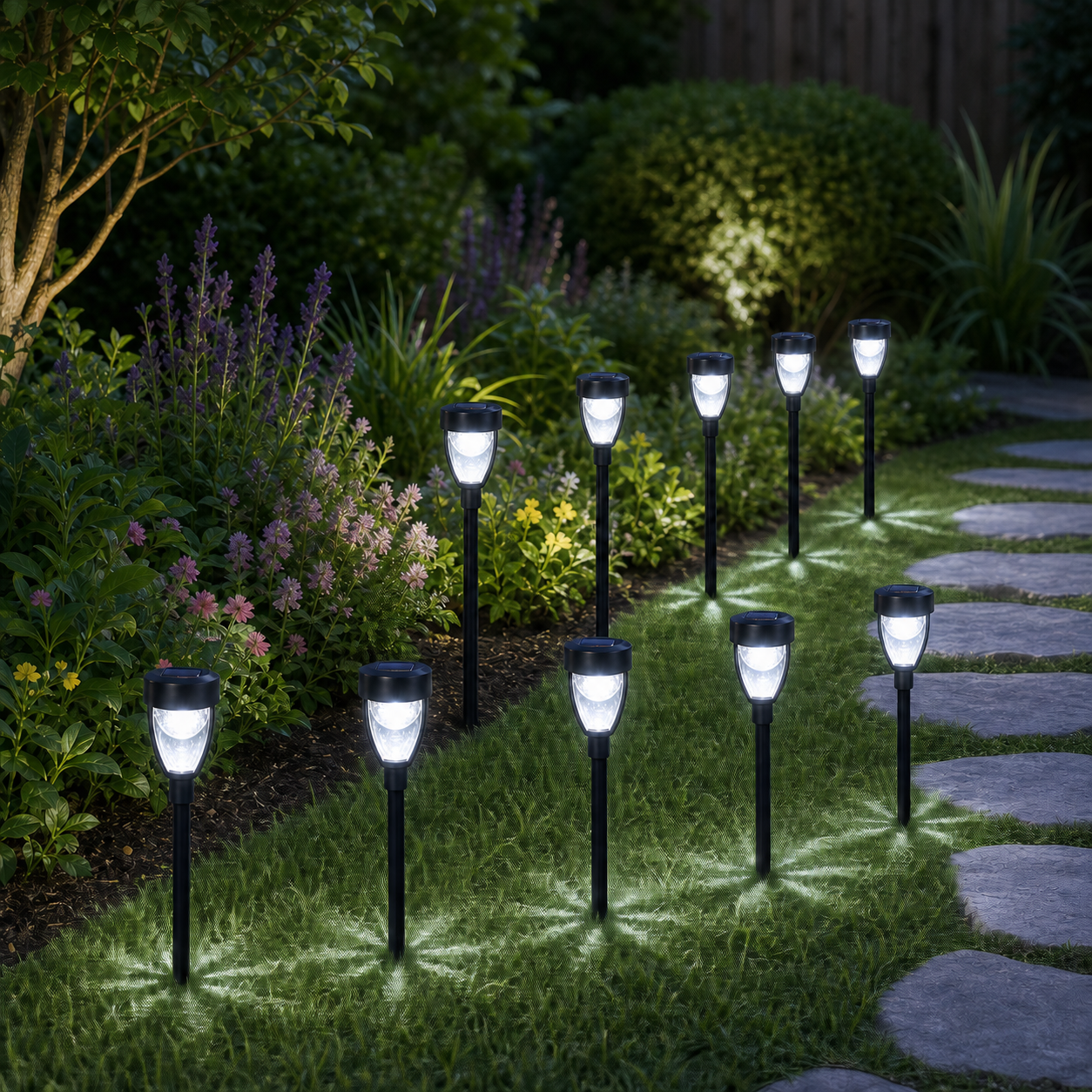Set 10 x lampa solare semiluna, 27 cm