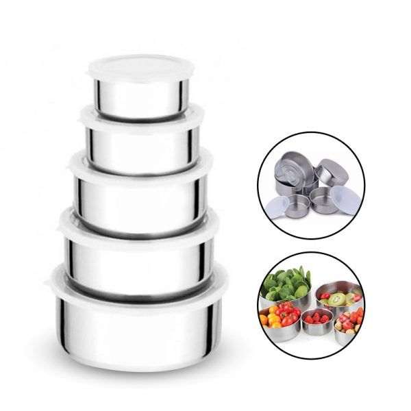 Set 10 caserole metalice cu capace din plastic