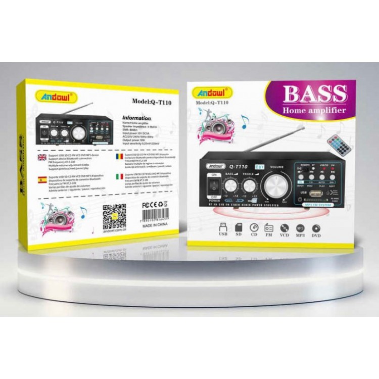Amplificator Karaoke Bluetooth, card SD, MP3 FM USB