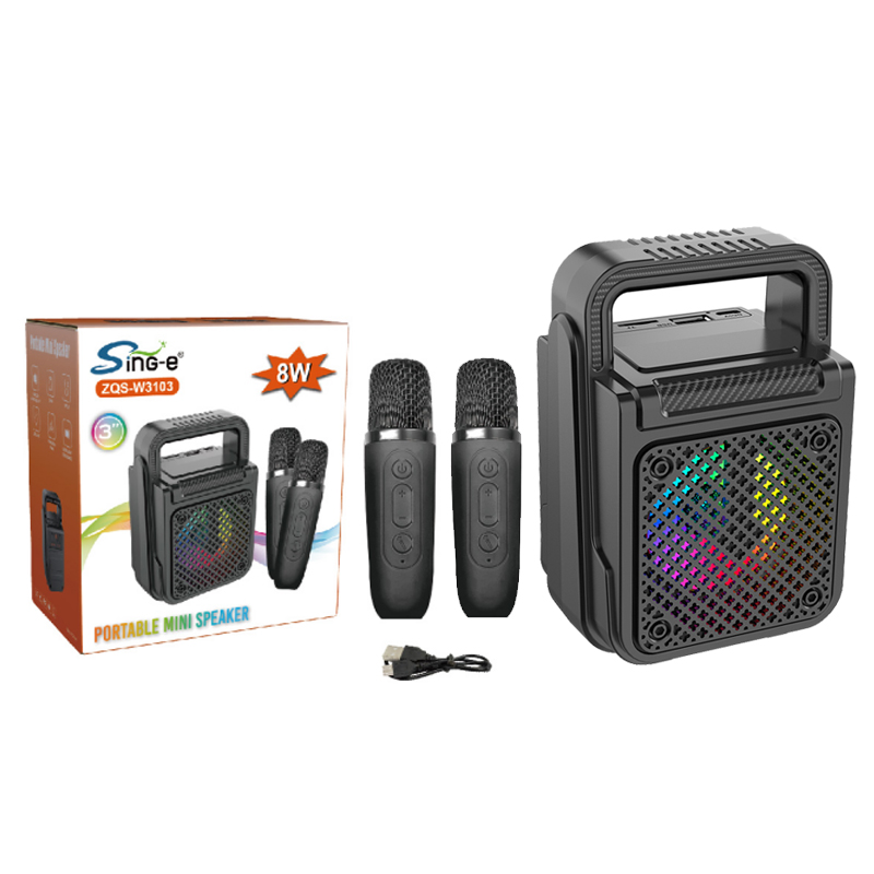 Boxa Bluetooth, 2 microfoane, Radio FM, Difuzor 8 W