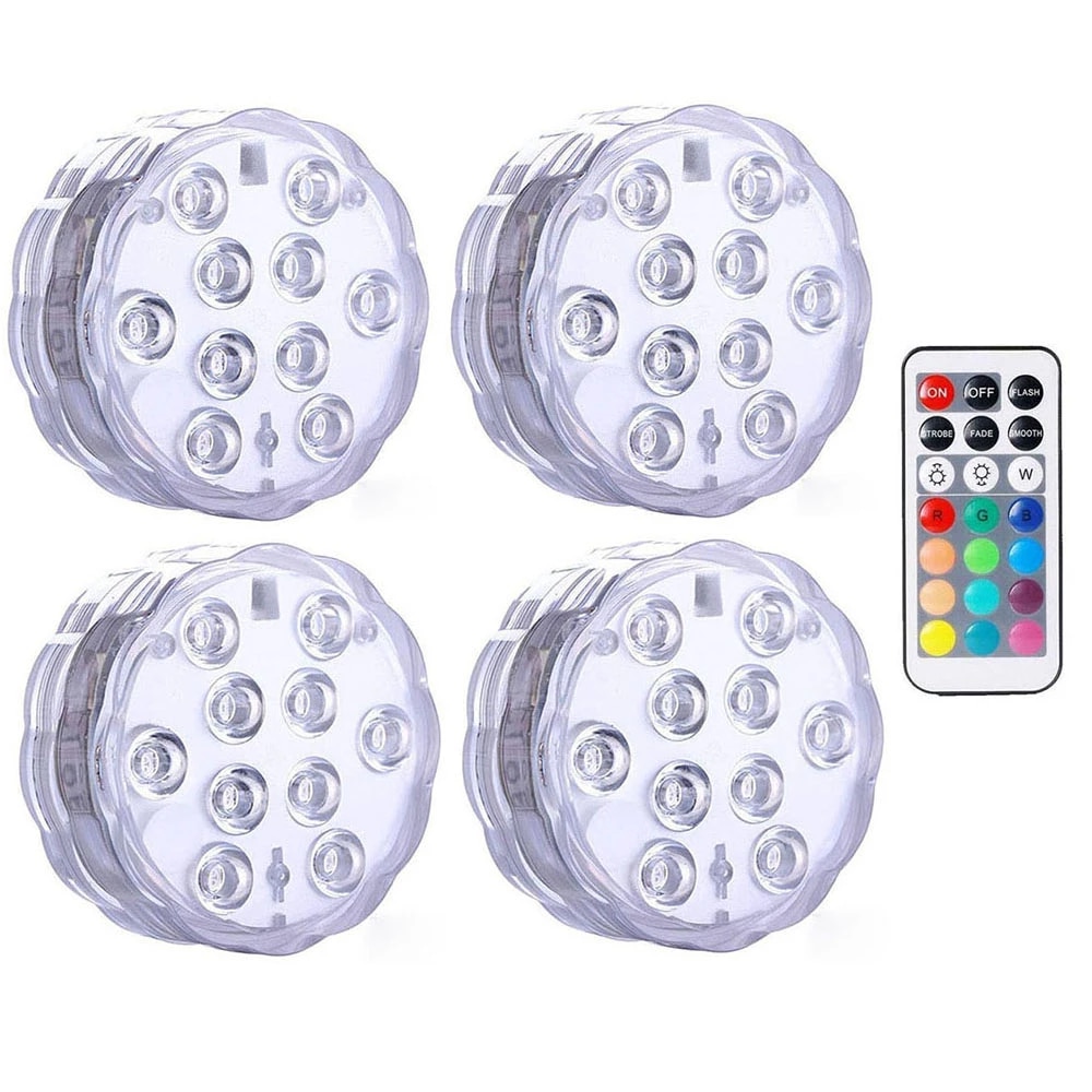 Set 4 lampi LED RGB, cu telecomanda, Waterproof