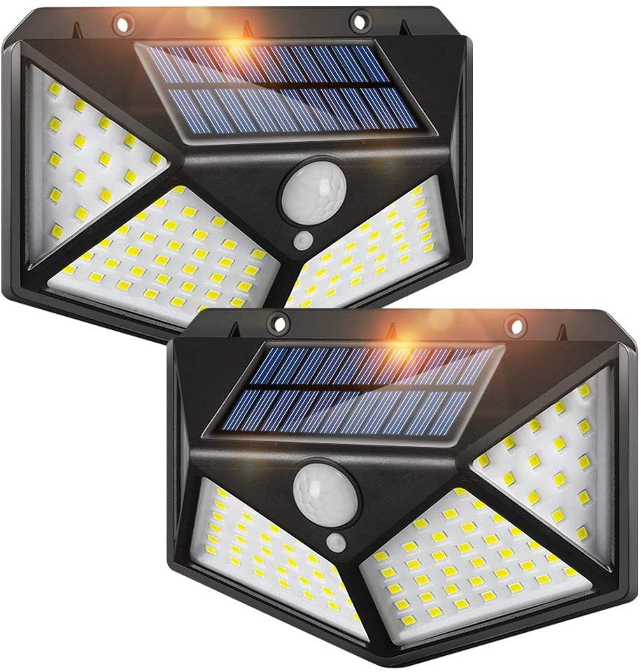 Set 2 x Lampa solara 100 LED Jortan, senzor de miscare