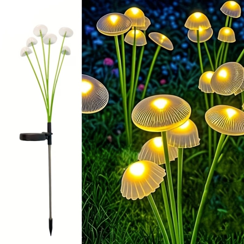 Set 4 x lampa solara 6 LED Jellyfish, Alb cald
