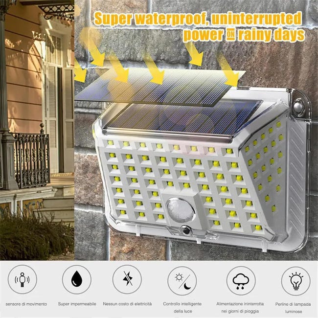 Set 4 x Lampa solara 90 LED Jortan, senzor de miscare