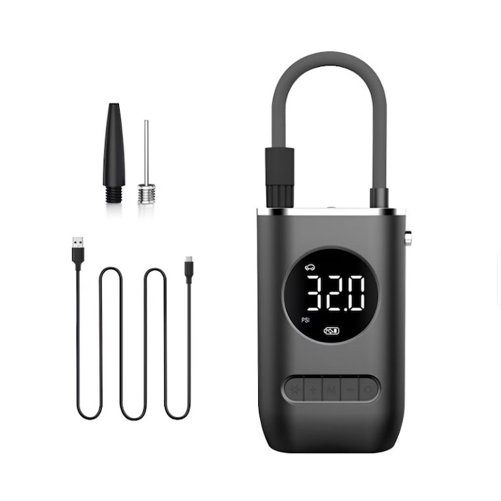 Pompa electrica de aer, Baterie 4000 mAh, USB, Lanterna LED