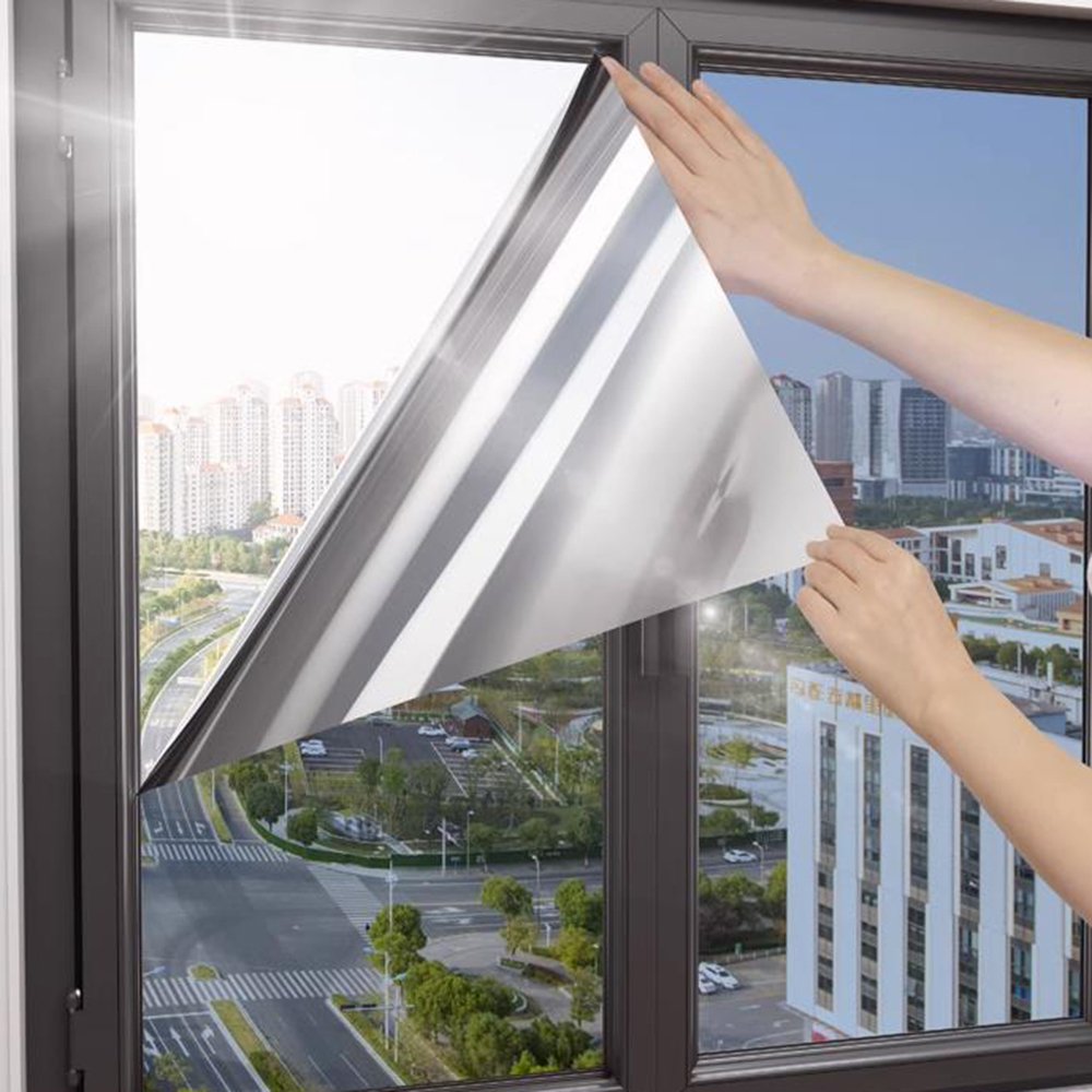 Set 2 x Autocolant geamuri, protectie UV, 45 x 300 cm, Argingtiu