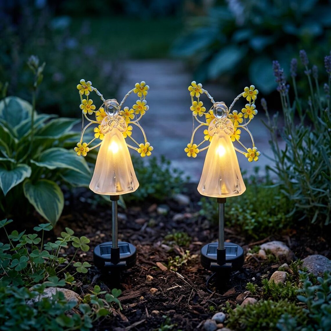 Lampa solara decorativa ingeras, rezistenta la intemperii