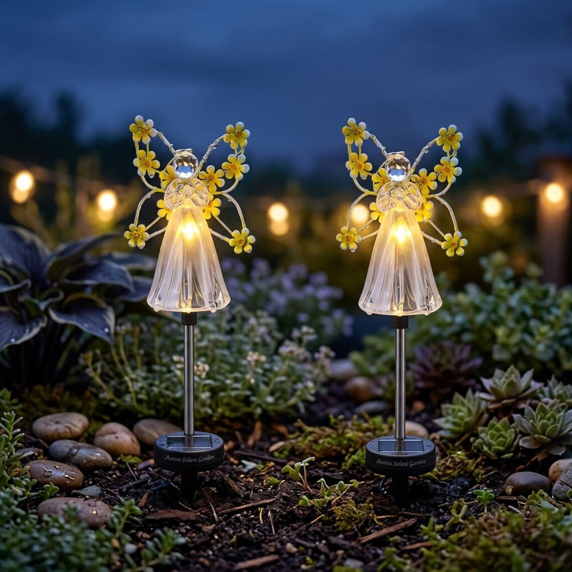 Lampa solara decorativa ingeras, rezistenta la intemperii
