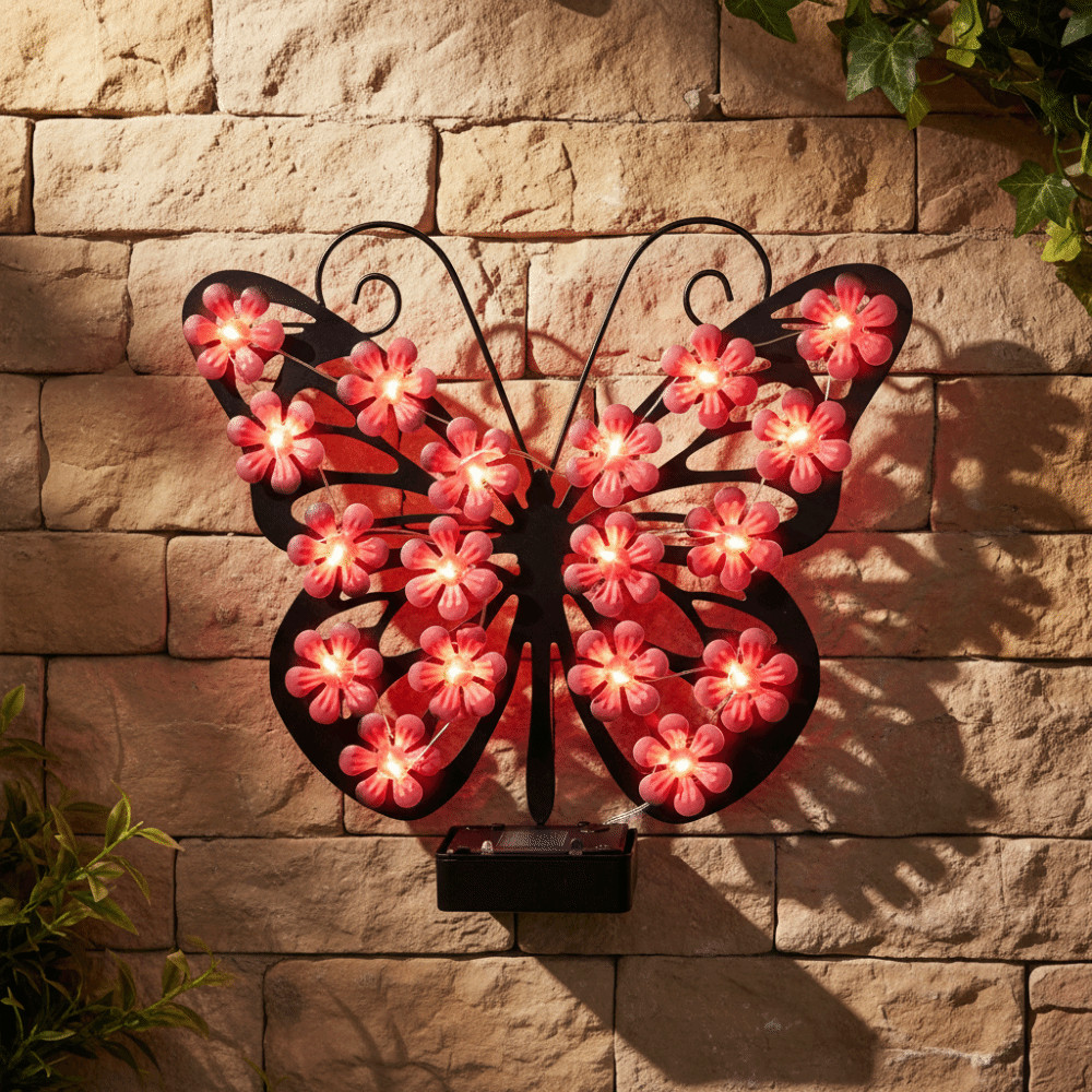 Lampa solara Butterfly, decoratiune metalica