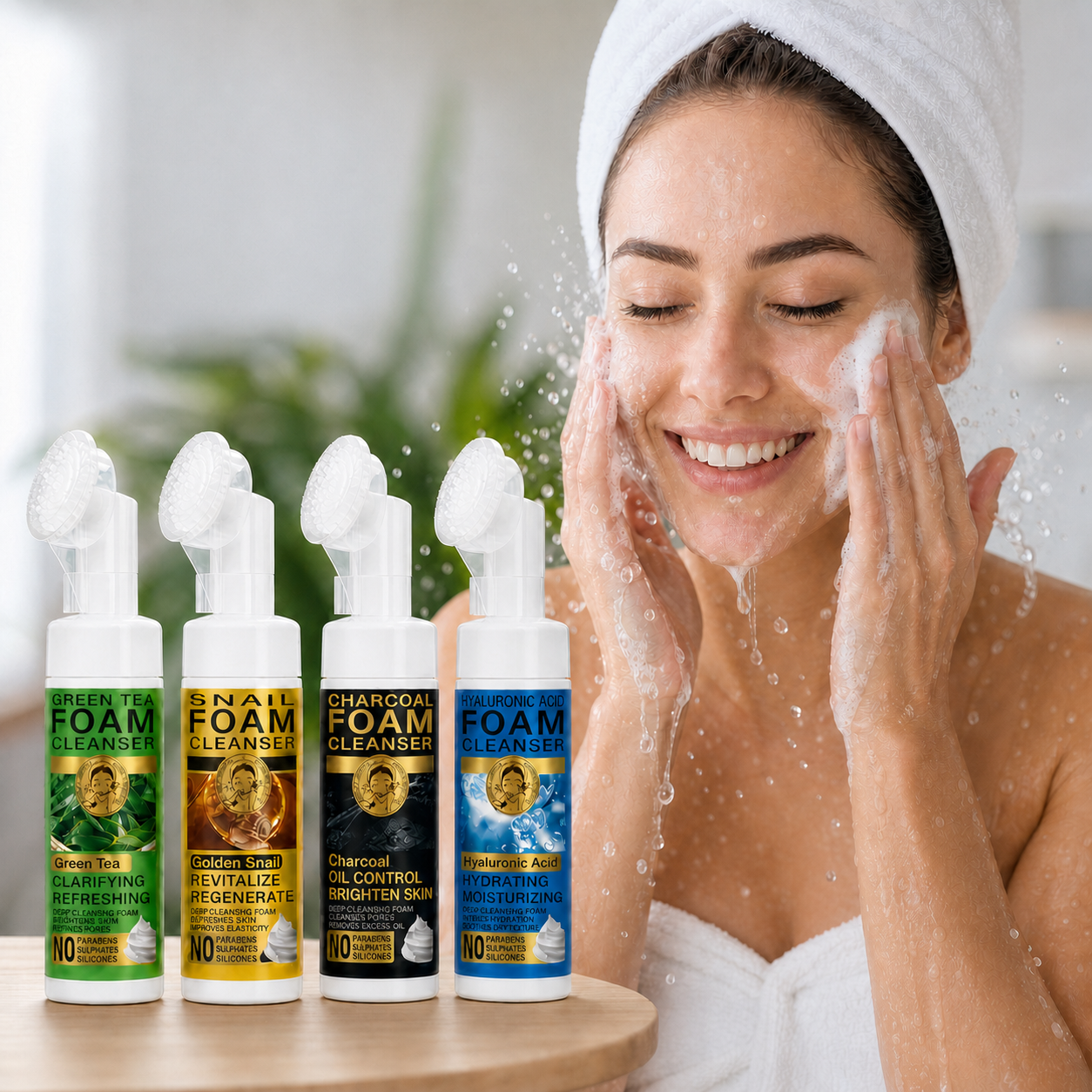 Set 2 x Spuma de curatare faciala cu perie din silicon integrata