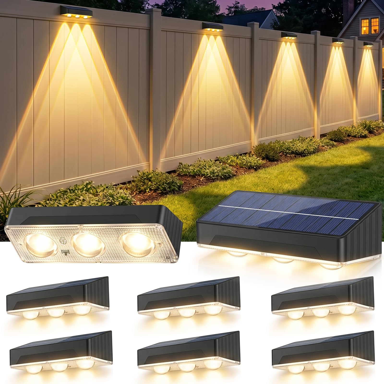 Set 10 x lampa solara de perete, Alb cald