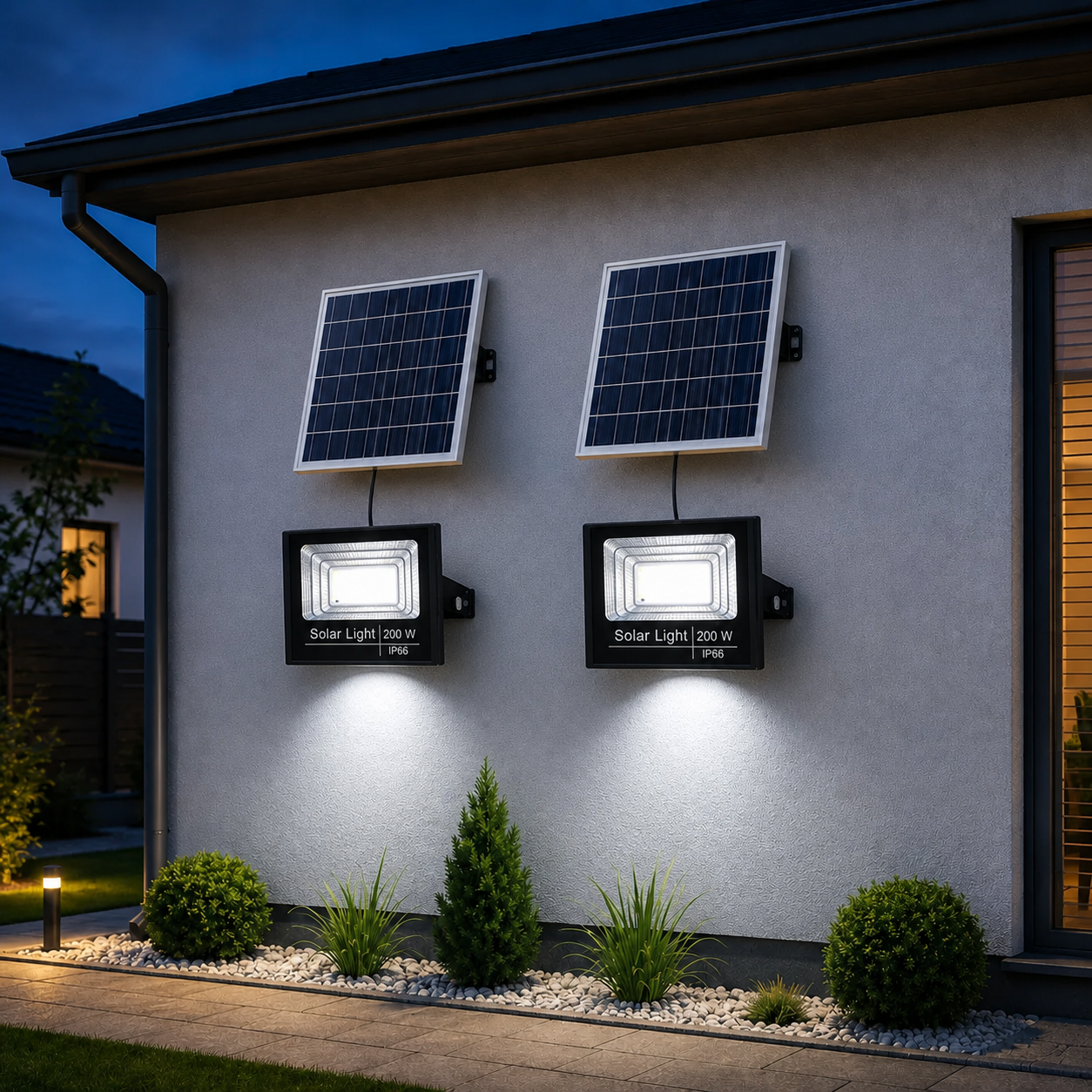 Set 2 x Proiector solar 200W, IP66, 6500K, Innova