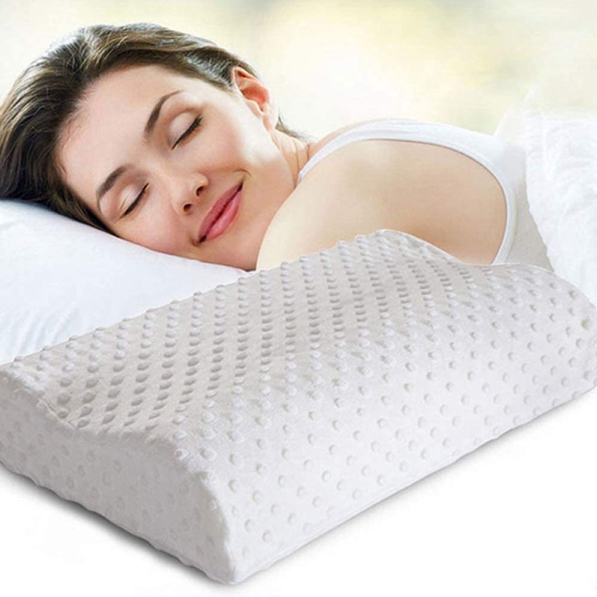 Set 2 x Perna cervicala ergonomica, invelis din bumbac