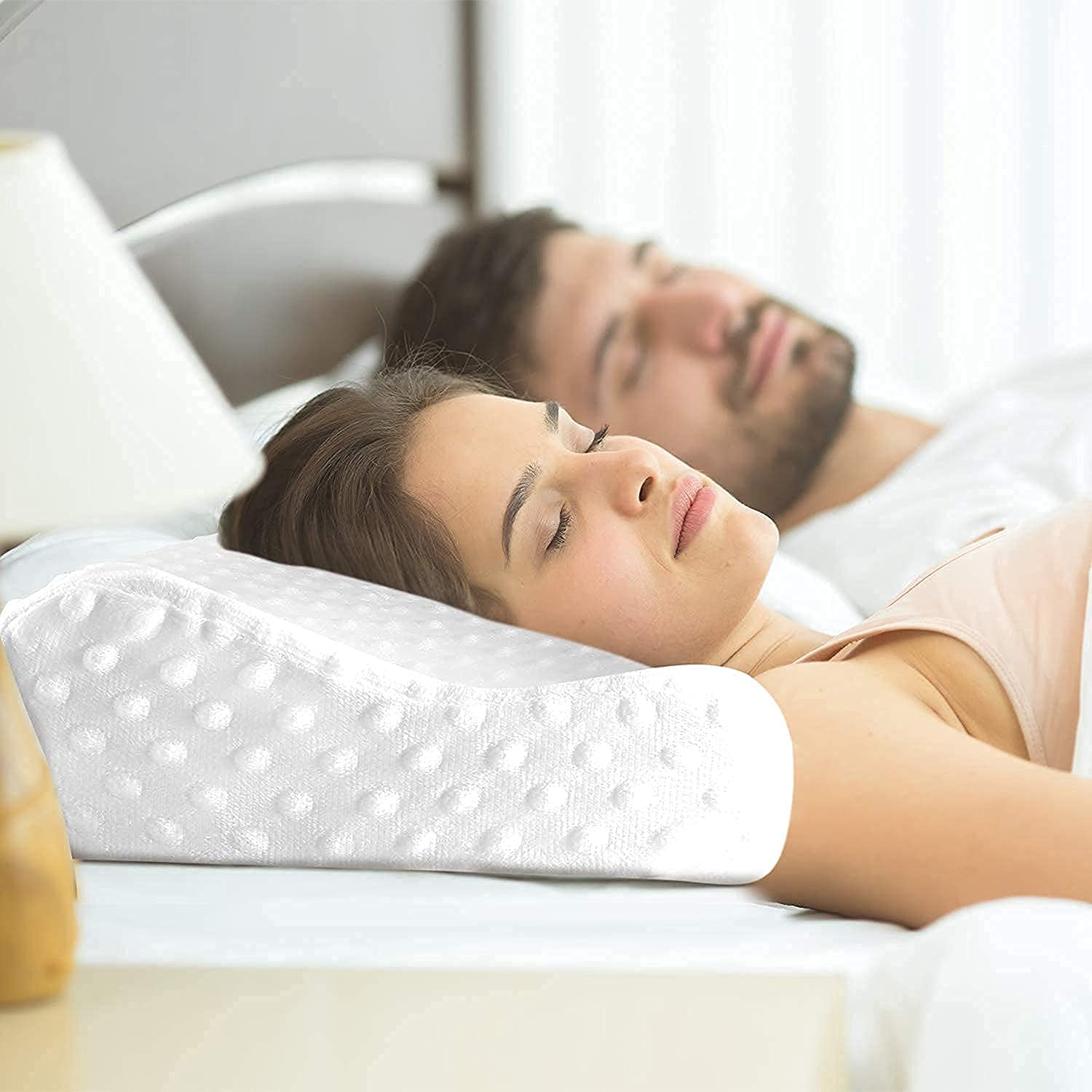 Set 2 x Perna cervicala ergonomica, invelis din bumbac