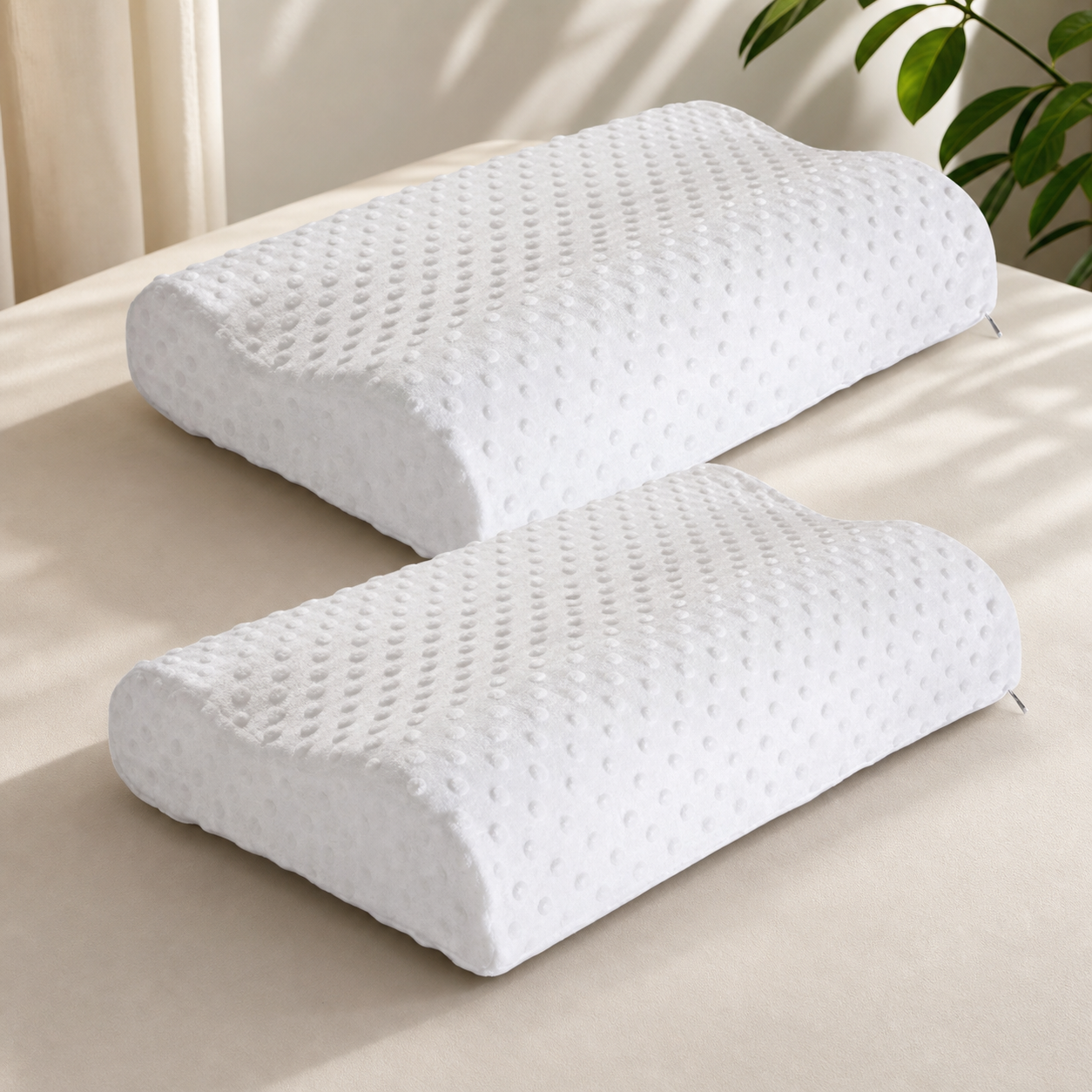 Set 2 x Perna cervicala ergonomica, invelis din bumbac