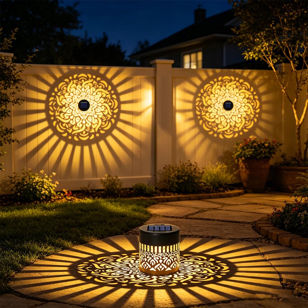 Set 2 x Lampa solara Mandala Alb cald