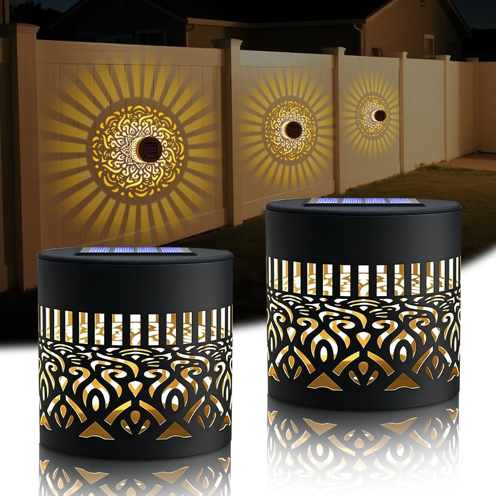 Set 2 x Lampa solara Mandala Alb cald