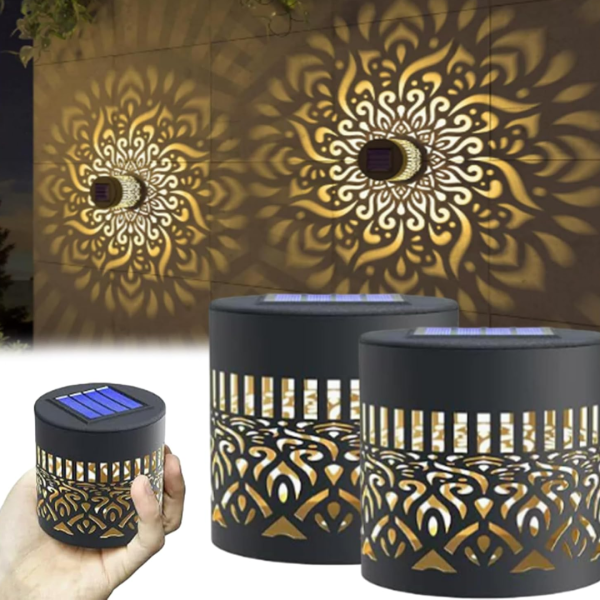 Set 2 x Lampa solara Mandala Alb cald