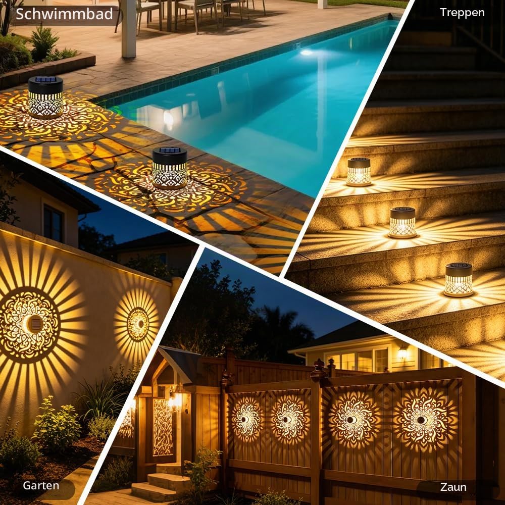 Set 2 x Lampa solara Mandala Alb cald