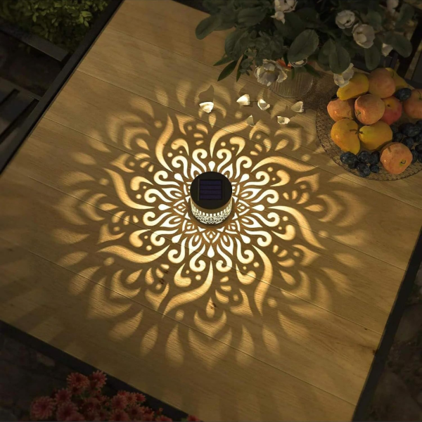 Set 2 x Lampa solara Mandala Alb cald