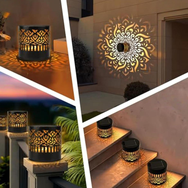 Set 2 x Lampa solara Mandala Alb cald