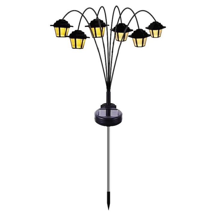 Set 2 x Lampa solara 6 felinare, IP44, LED Alb cald