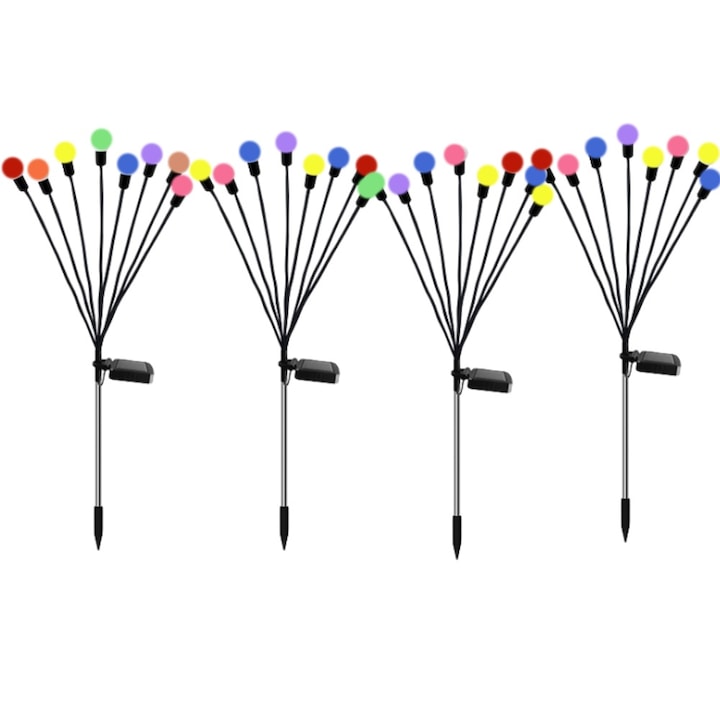 Set 2 x Lampa solara LED Multicolor, 8 bulbi licurici