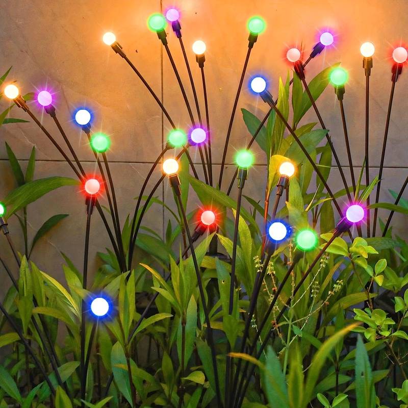 Set 2 x Lampa solara LED Multicolor, 8 bulbi licurici