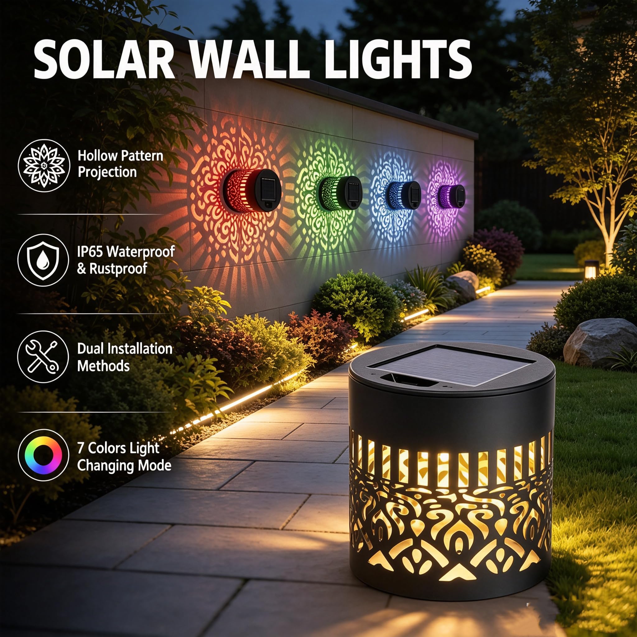 Set 2 x Lampa solara Mandala, Multicolor