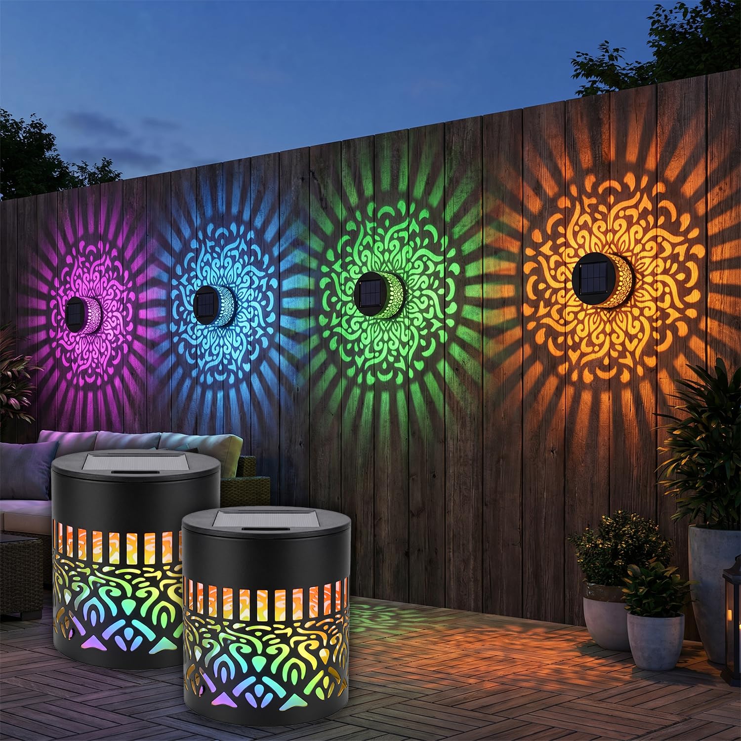 Set 2 x Lampa solara Mandala, Multicolor