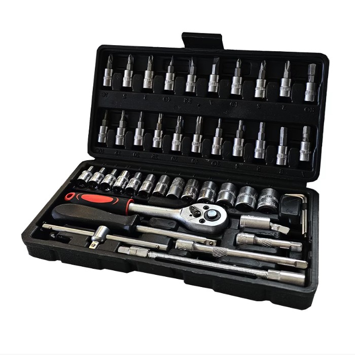 Trusa chei tubulare din otel, 46 de piese