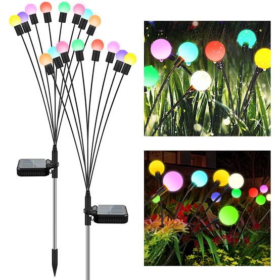 Set 2 x Lampa solara LED Multicolor, 8 bulbi licurici