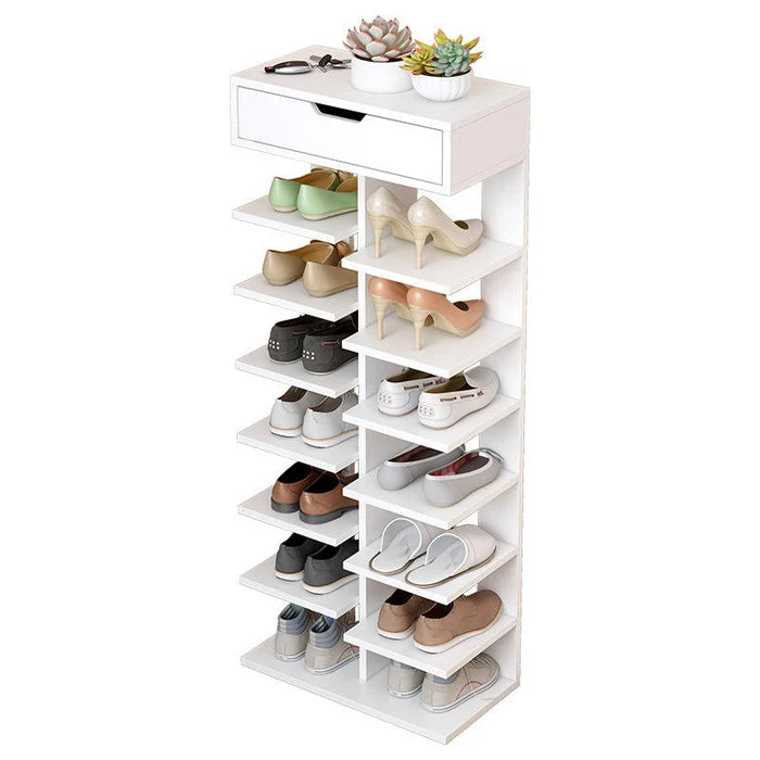 Pantofar cu 7 rafturi, 40 x 22 x 111 cm, Alb