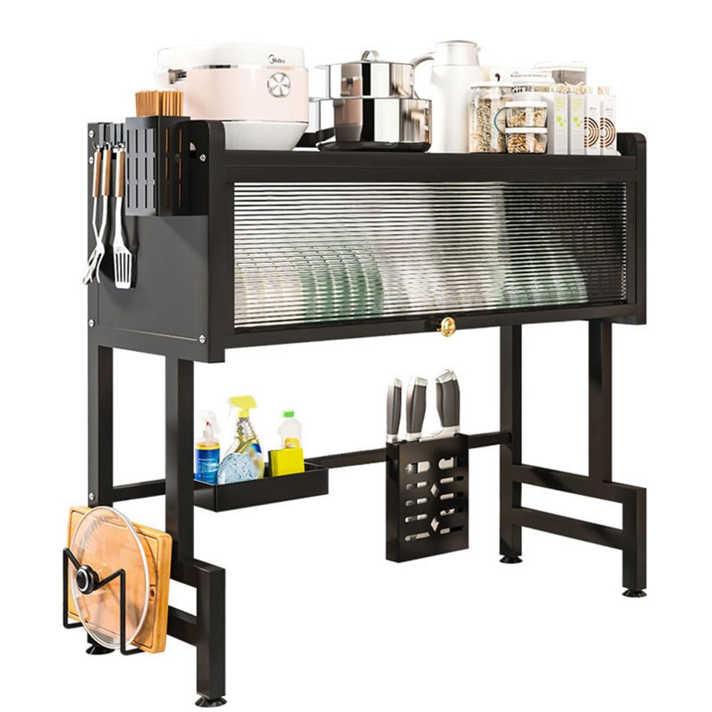 Raft scurgator vase si tacamuri, 85 cm, Otel inoxidabil, Negru