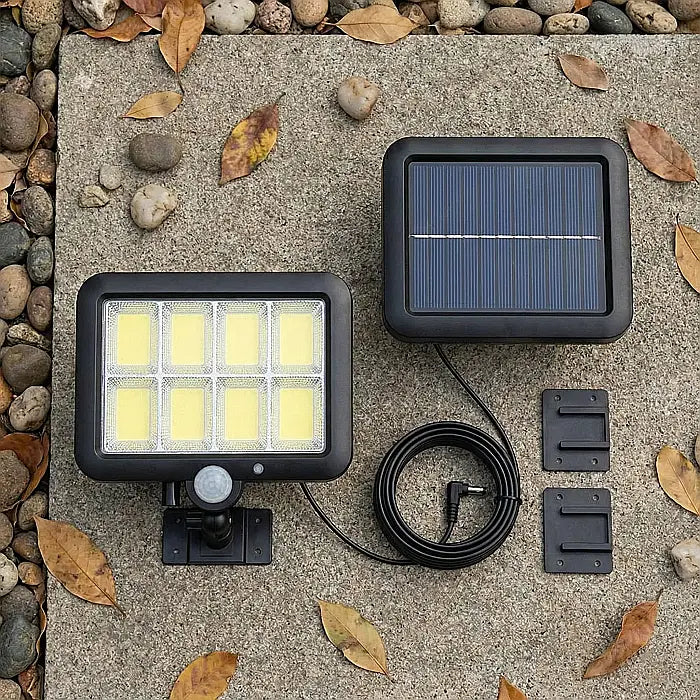 Set 4 x Proiector solar 160 LED 8 COB, Senzor de lumina si miscare