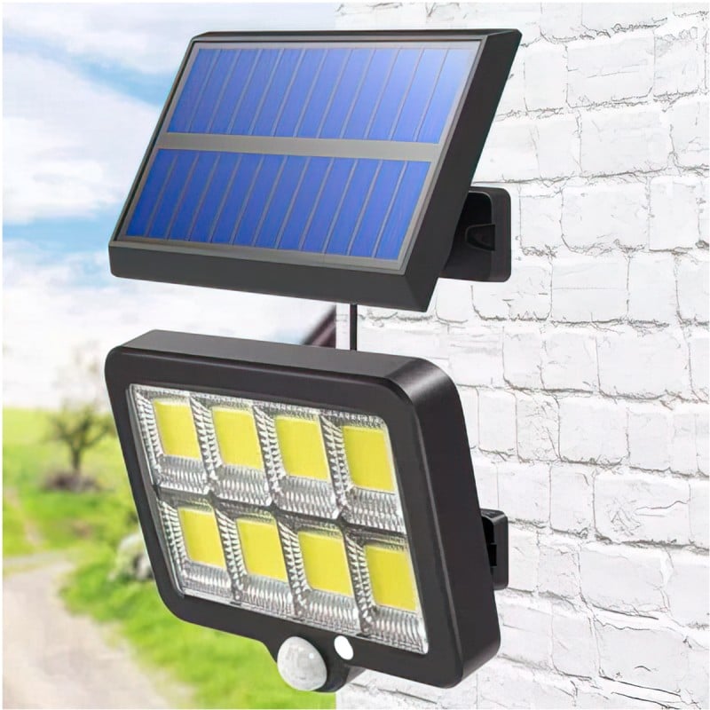Set 4 x Proiector solar 160 LED 8 COB, Senzor de lumina si miscare