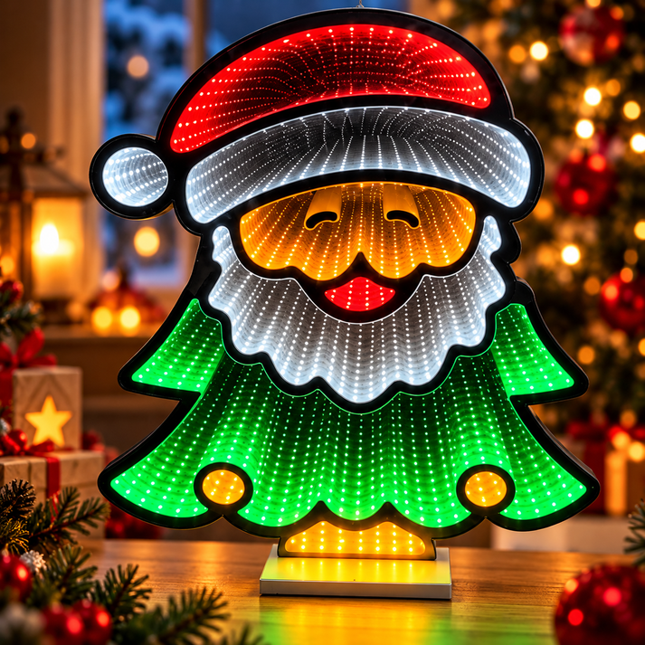 Lampa oglinda, decoratiune cu LED, Infinity Light - Green Santa