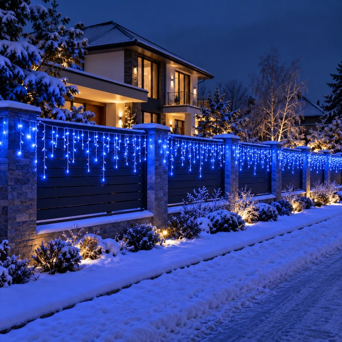 Instalatie franjuri 300 LED, 12 Metri lungime, Albastru