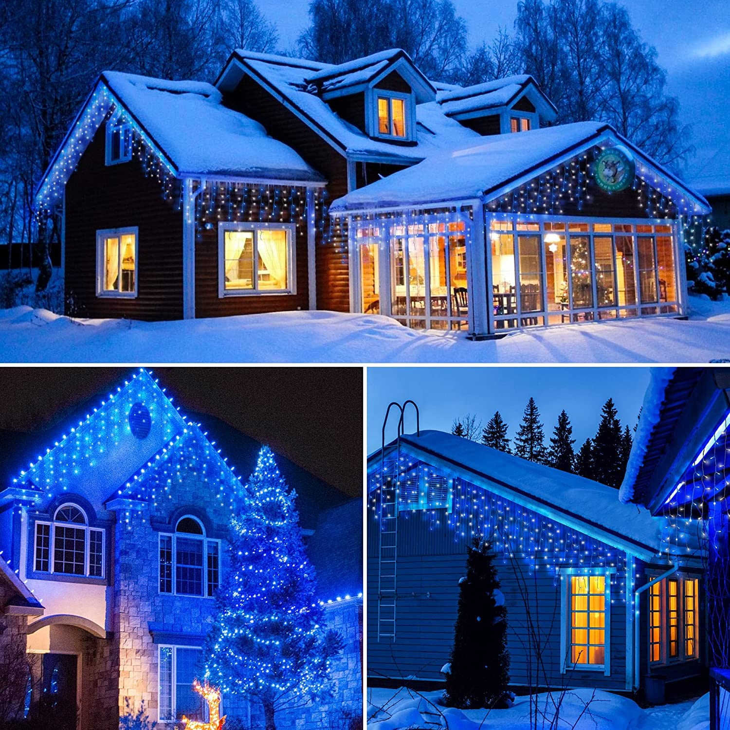 Instalatie franjuri 1000 LED, 50 Metri lungime, Albastru