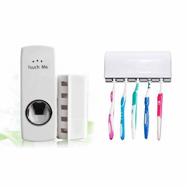 Oferta 1+1 Gratis! Dozator pasta de dinti cu suport pentru 5 periute
