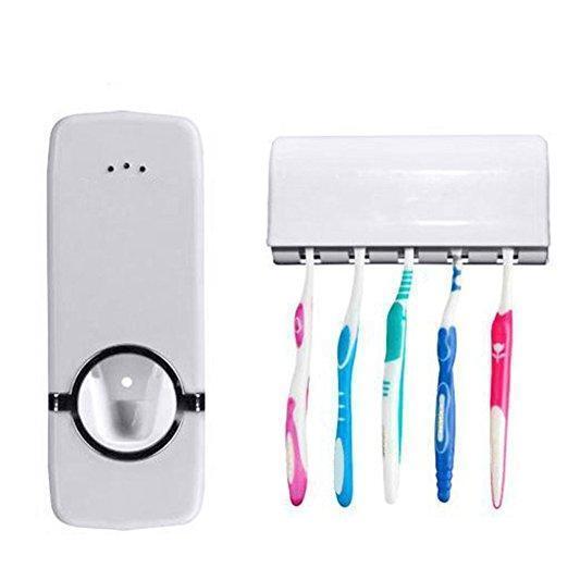 Oferta 1+1 Gratis! Dozator pasta de dinti cu suport pentru 5 periute