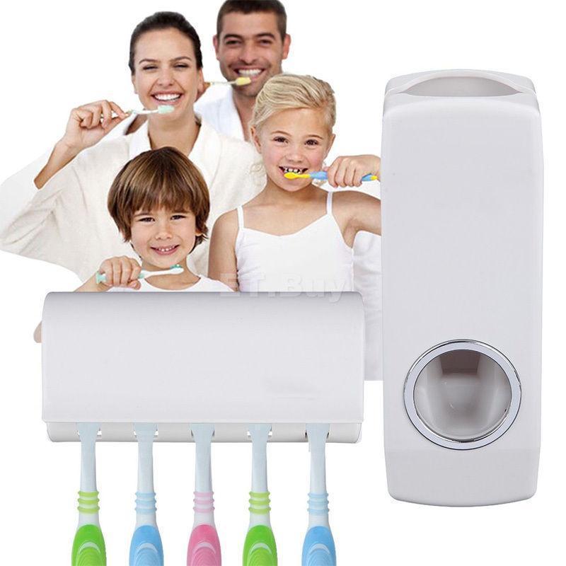 Oferta 1+1 Gratis! Dozator pasta de dinti cu suport pentru 5 periute