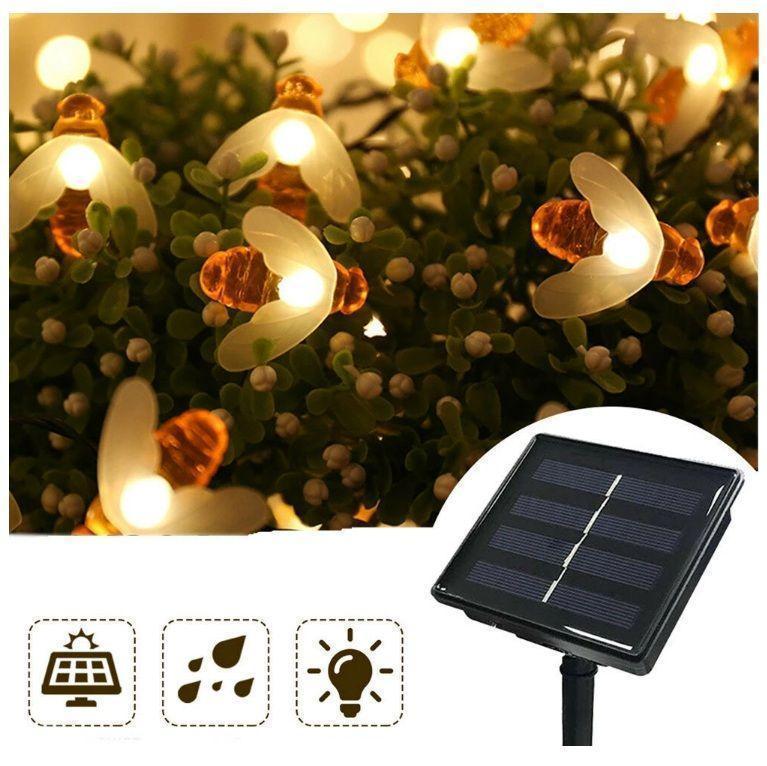 Instalatie solara cu 30 albinute LED, interior-exterior, senzor miscare