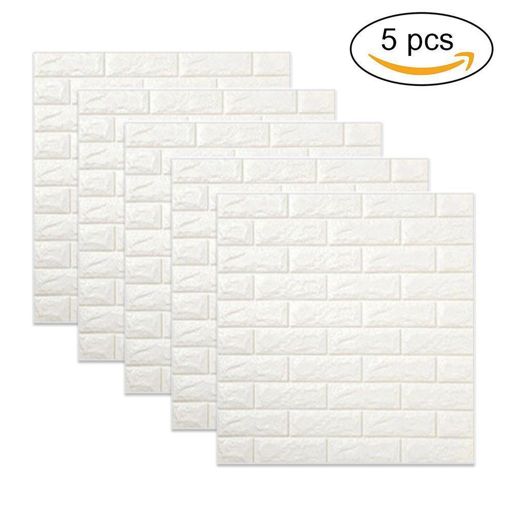 Set 5 x Placa de tapet adeziv caramizi albe, 77x70 cm