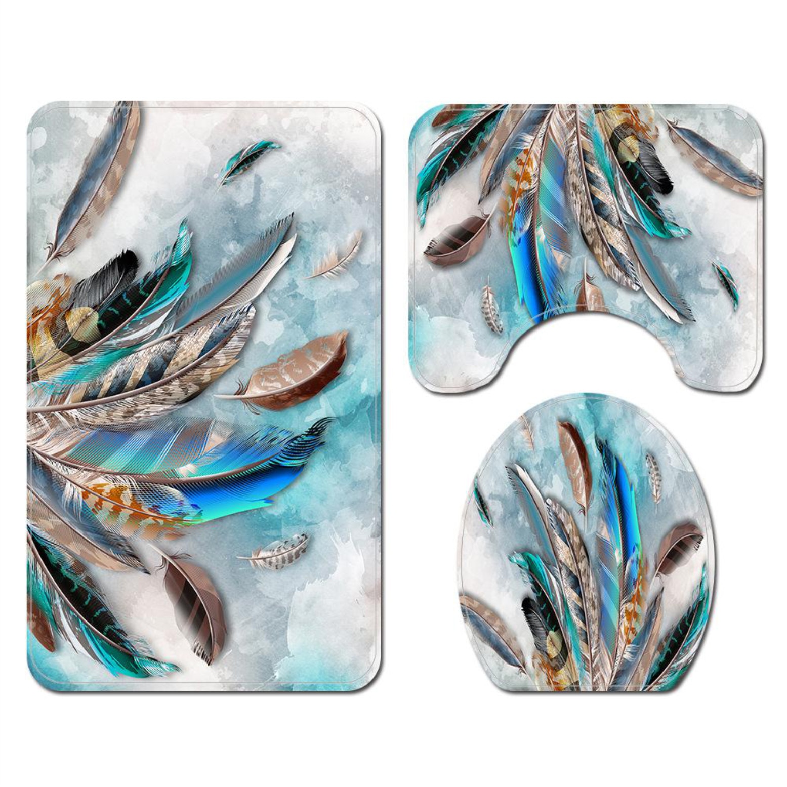 Set 3 Covorase de baie FizioTab, antiderapante, Model pene