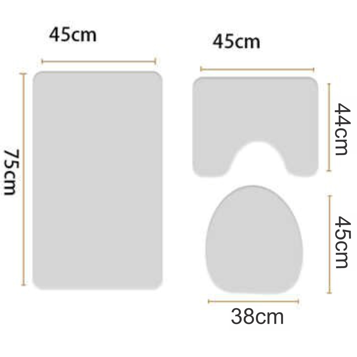 Set 3 Covorase de baie FizioTab, antiderapante, Model pene