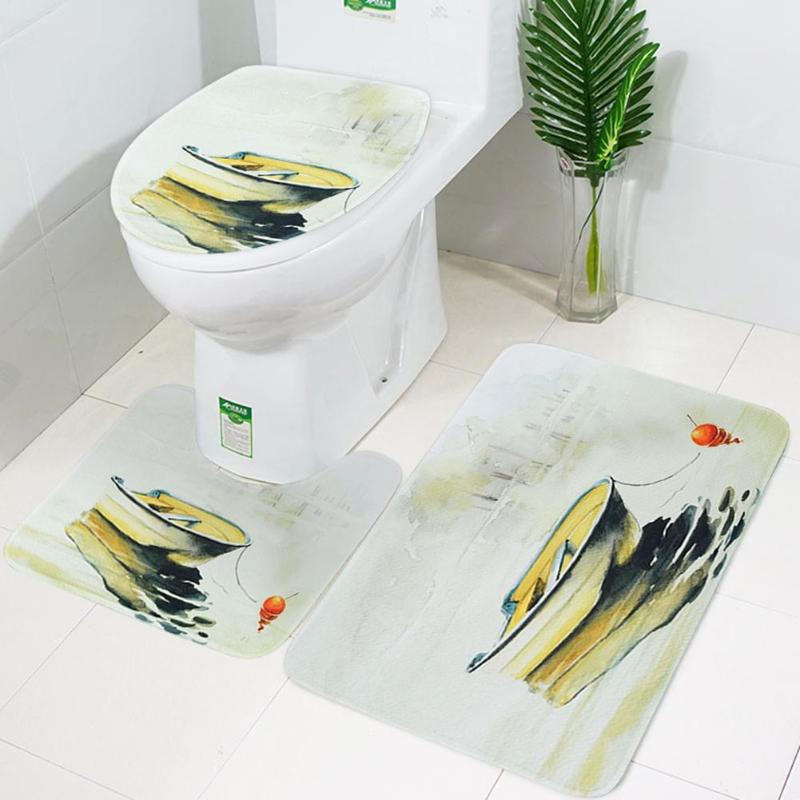 Set 3 Covorase de baie FizioTab, antiderapante, Model Barca