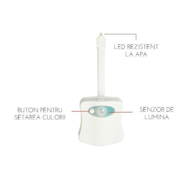 Led pentru vasul de toaleta cu senzor infrarosu de miscare si 8 lumini