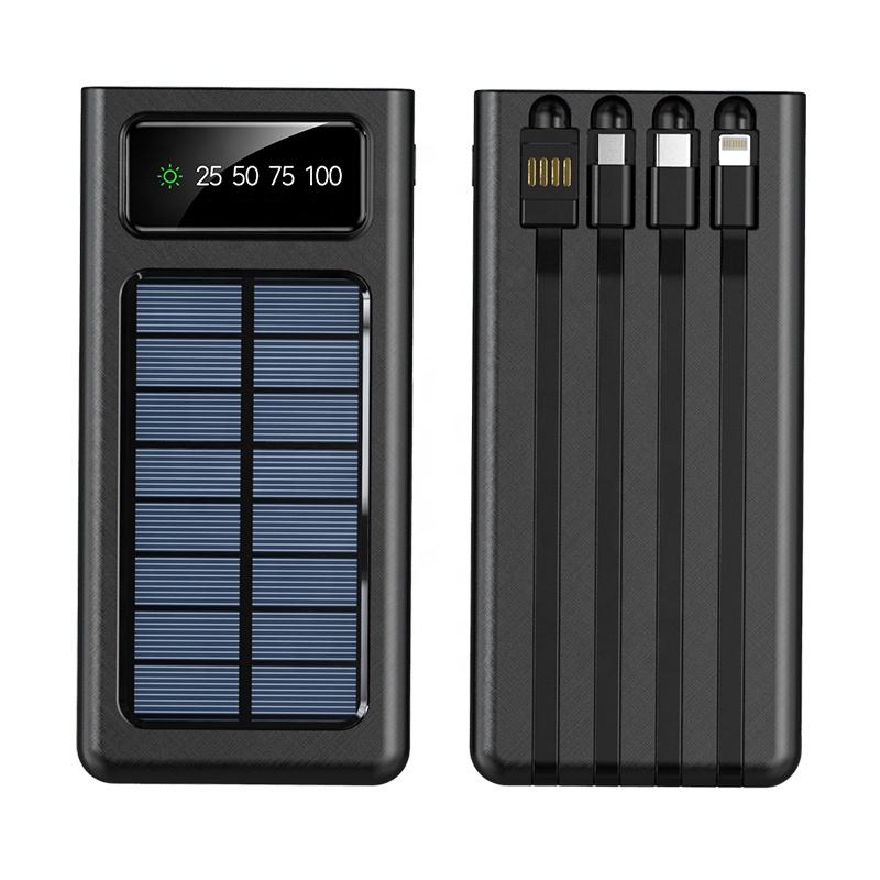 Baterie externa solara 20.000 mAh cu display, Negru